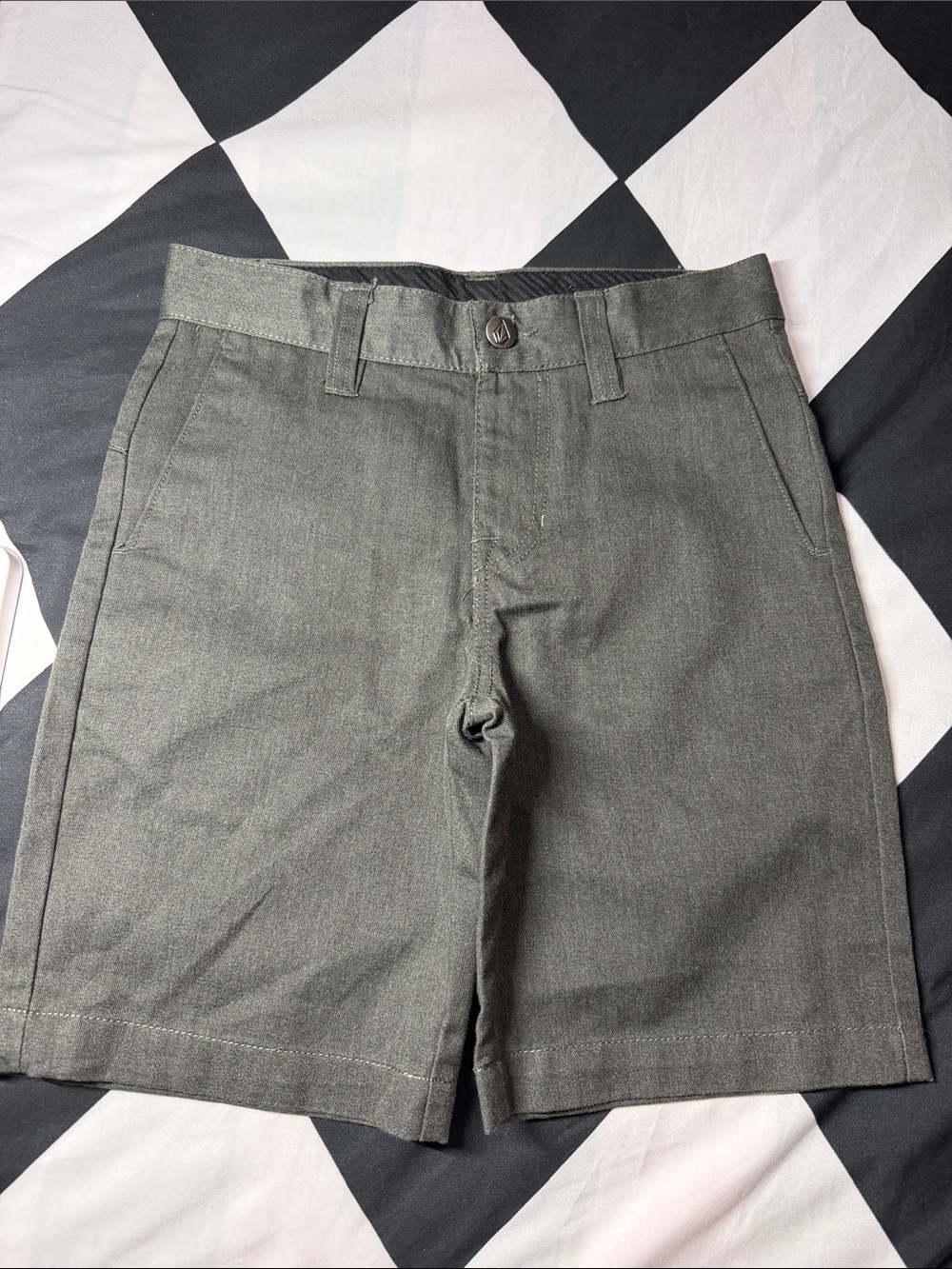 Volcom Boys Olive Green Flat Front Shorts